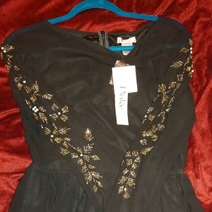 Beaded Black Long Sleeve dress NWT